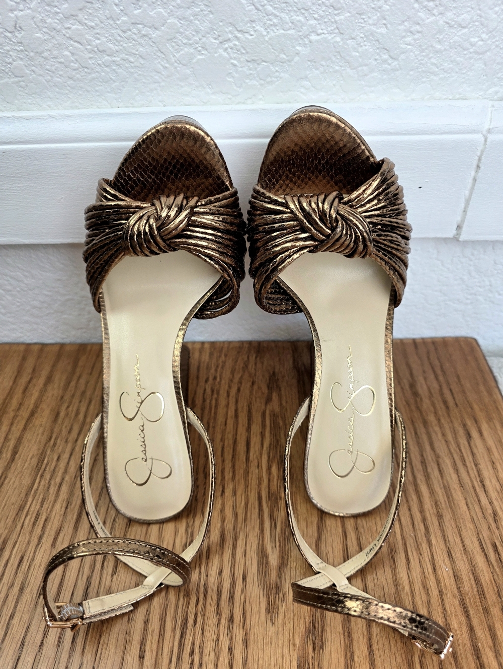 Jessica Simpson Immie Knotted Platform Sandals Bronze - Picture 6 of 14